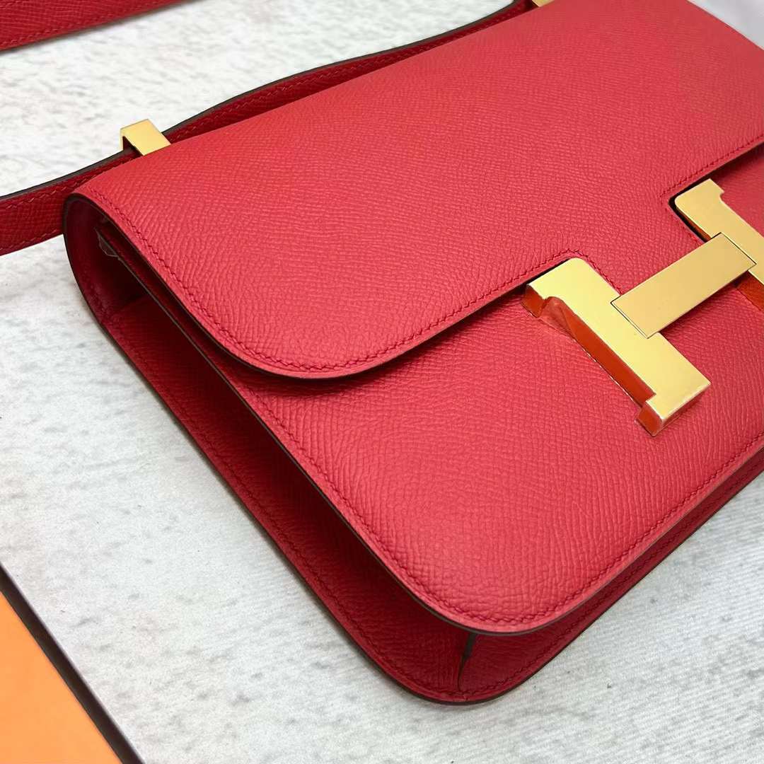 Hermès（爱马仕）Constance 康斯坦斯 24-1 镜子款 Epsom Q5 国旗红 金扣 24cm 全手工蜡线缝制 Ghw