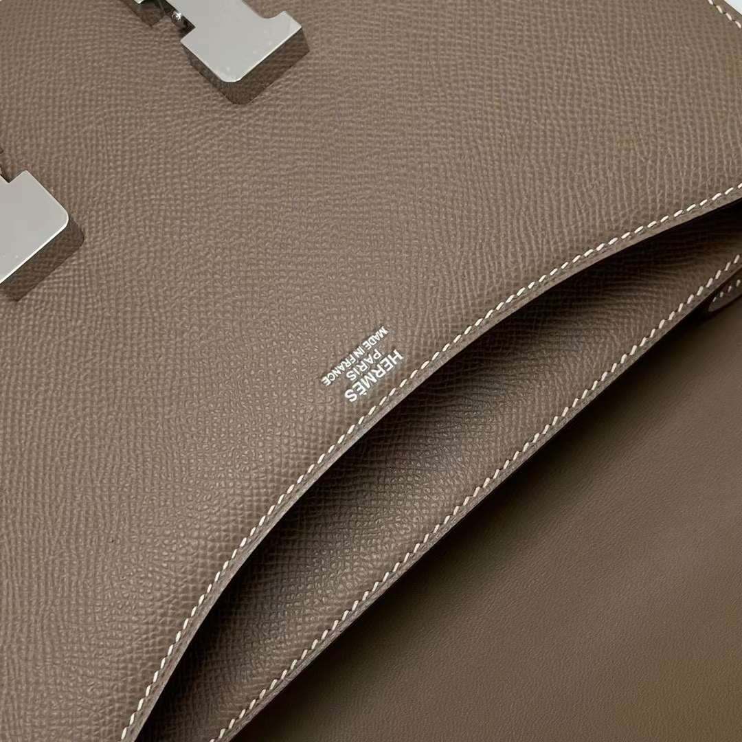 Hermès（爱马仕）Constance 康斯坦斯 Epsom Ck18 大象灰 银扣 24cm 全手工蜡线缝制 Phw