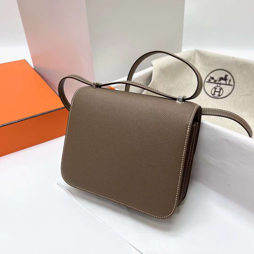 Hermès（爱马仕）Constance 空姐包 Epsom Ck18 大象灰 银扣 19cm 全手工蜡线缝制 Phw