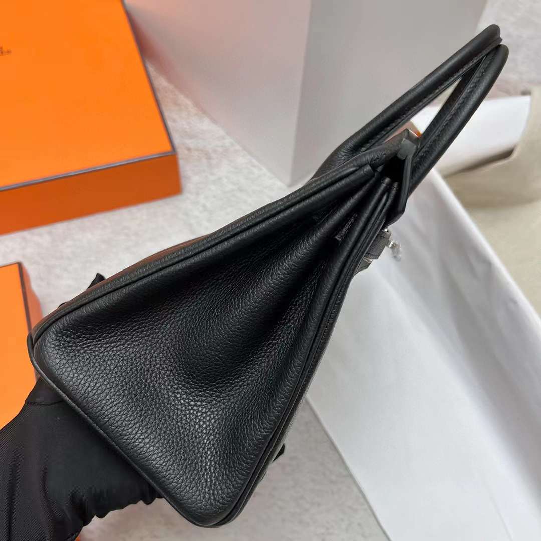Hermès（爱马仕）Birkin 铂金包 Togo皮 原厂进口小牛皮 Ck89 黑色 银扣 25cm 全手工蜡线缝制 Phw