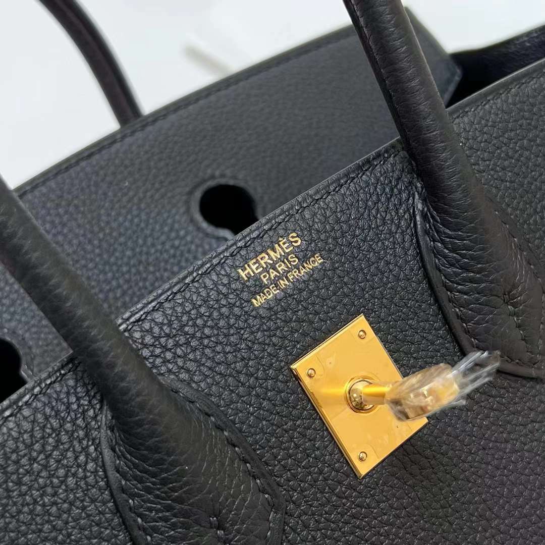 Hermès（爱马仕）Birkin 铂金包 Togo皮 Ck89 黑色 金扣 25cm 全手工蜡线缝制 Ghw