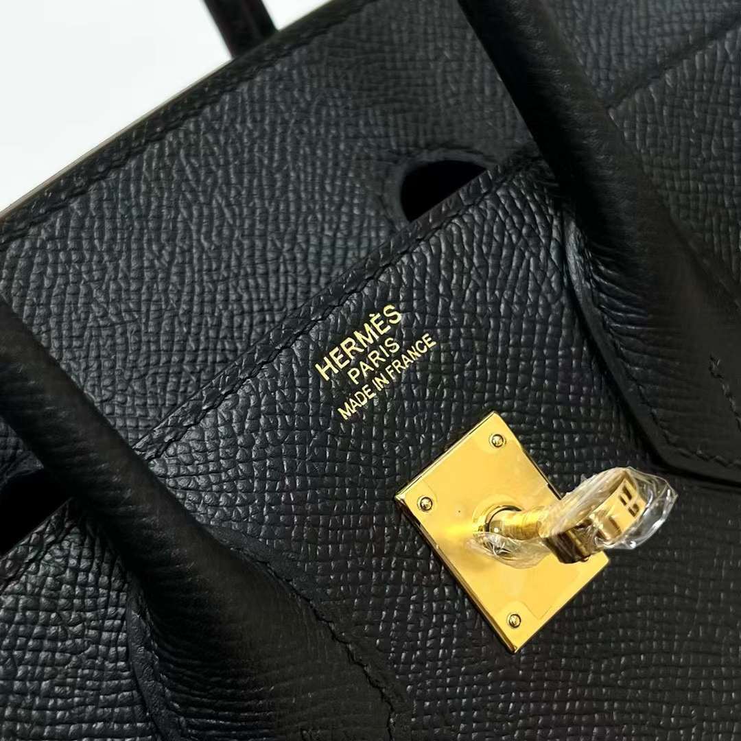 Hermès（爱马仕）Birkin 铂金包 Epsom Ck89 黑色 金扣 25cm 全手工蜡线缝制 Ghw