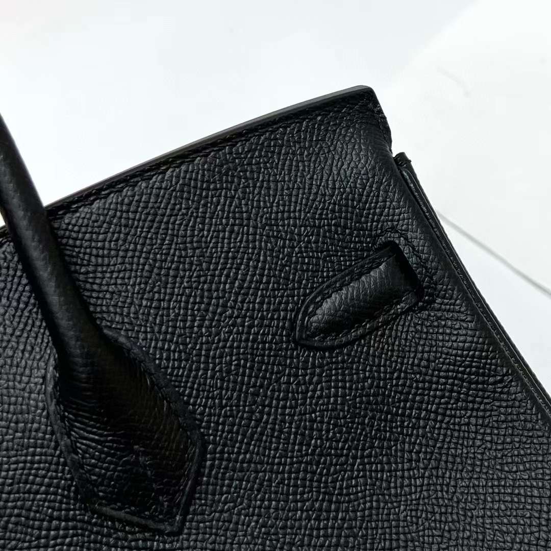 Hermès（爱马仕）Birkin 铂金包 Epsom Ck89 黑色 金扣 25cm 全手工蜡线缝制 Ghw
