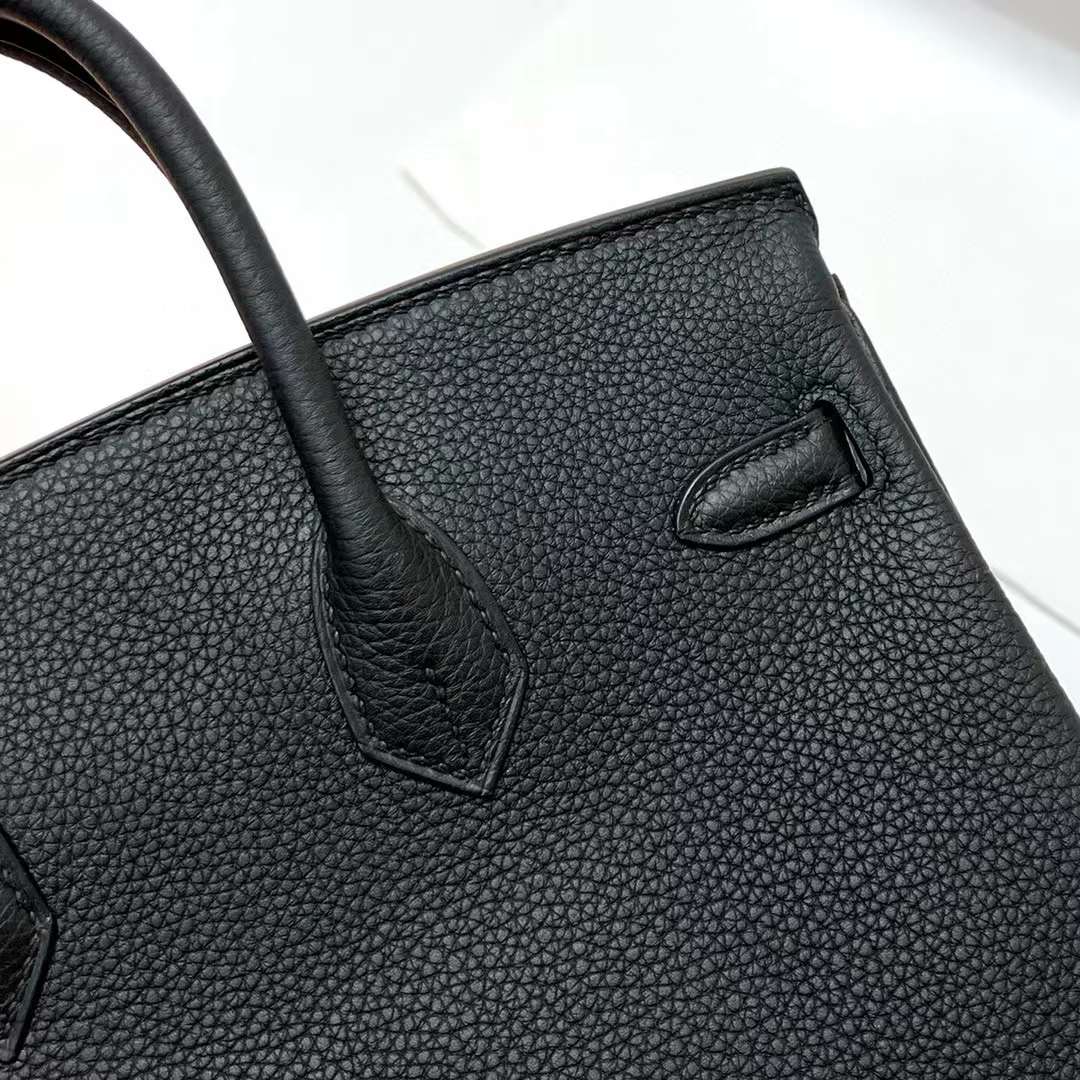 Hermès（爱马仕）Birkin 铂金包 Togo皮 Ck89 黑色 银扣 25cm 全手工蜡线缝制 Phw