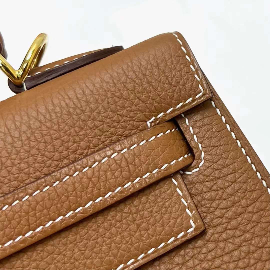 Hermès（爱马仕）Kelly 凯莉包 Sellier Togo 外缝 Ck37 金棕色 金扣 25cm 全手工蜡线缝制 Ghw