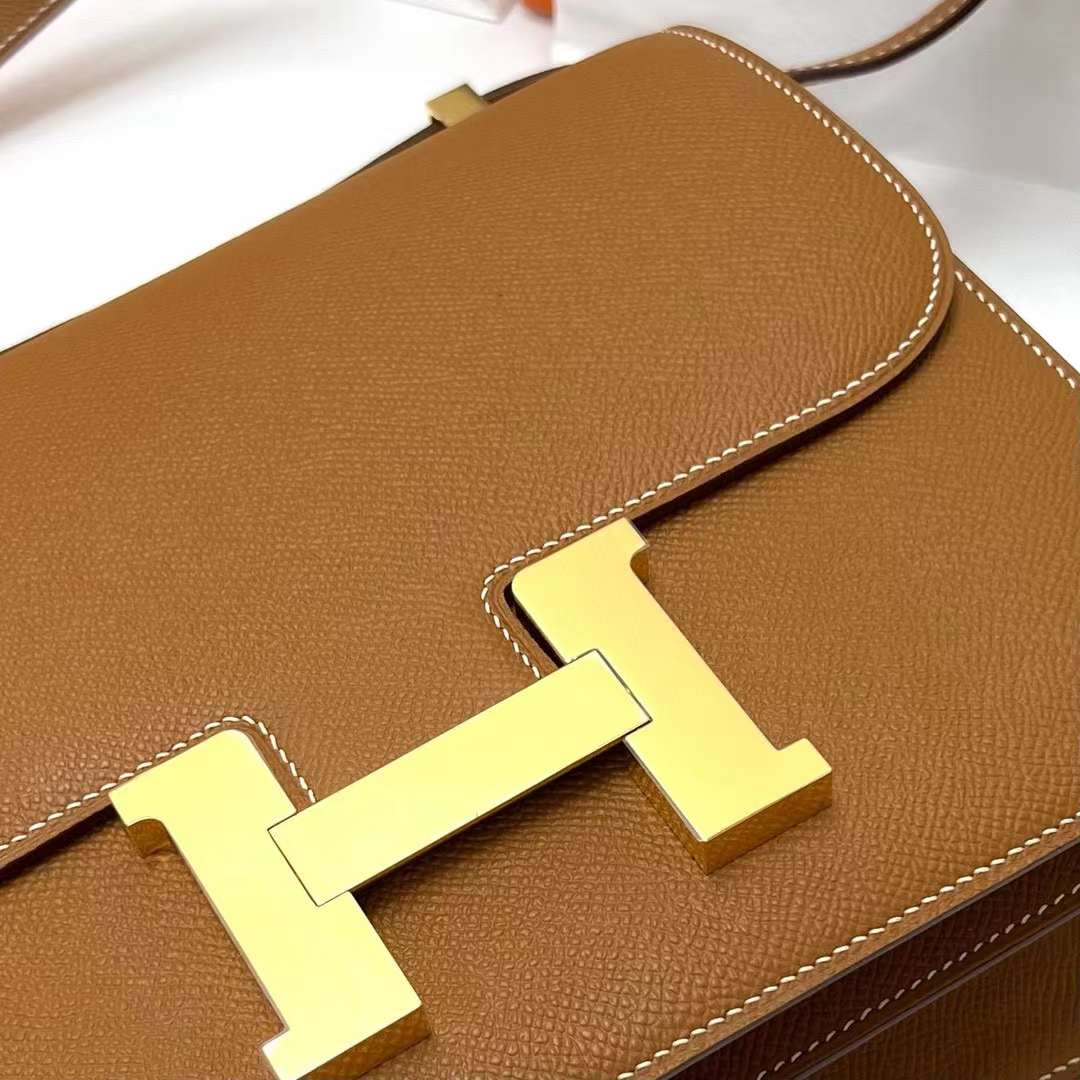 Hermès（爱马仕）Constance 康斯坦斯 Epsom Ck37 金棕色 金扣 24cm 全手工蜡线缝制 Ghw