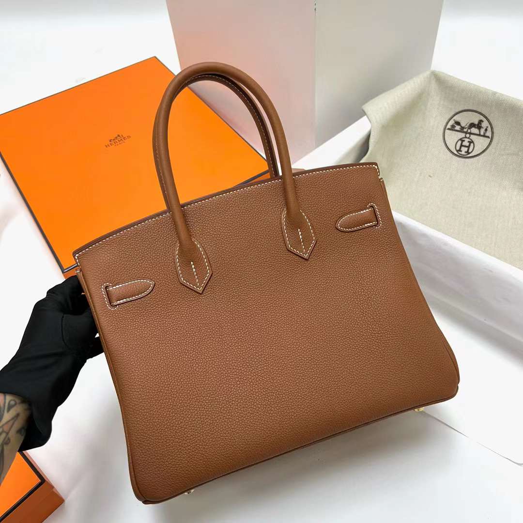 Hermès（爱马仕）Birkin 铂金包 Togo皮 Ck37 金棕色 金扣 30cm 全手工蜡线缝制 Ghw