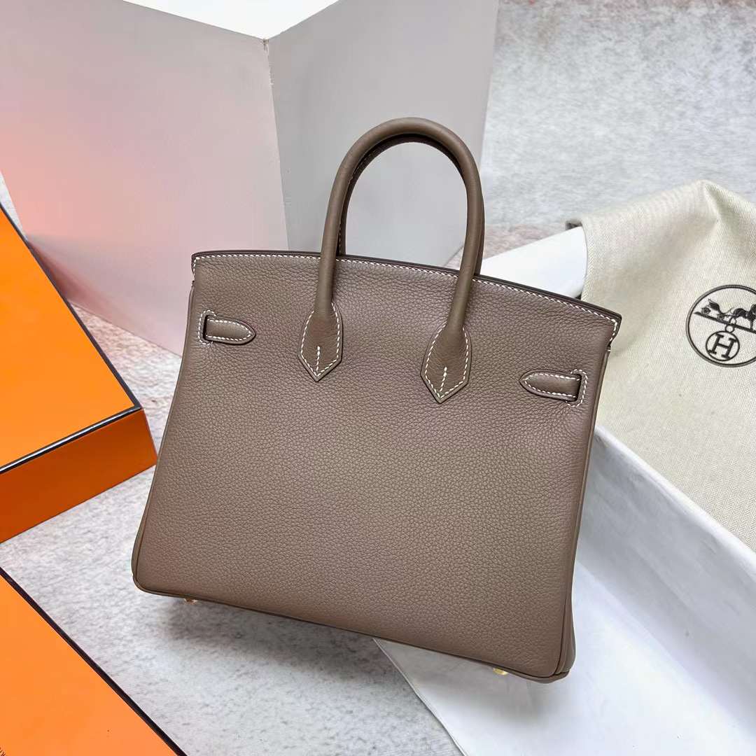 Hermès（爱马仕）Birkin 铂金包 Togo皮 原厂进口小牛皮 Ck18 大象灰 金扣 25cm 全手工蜡线缝制 Ghw