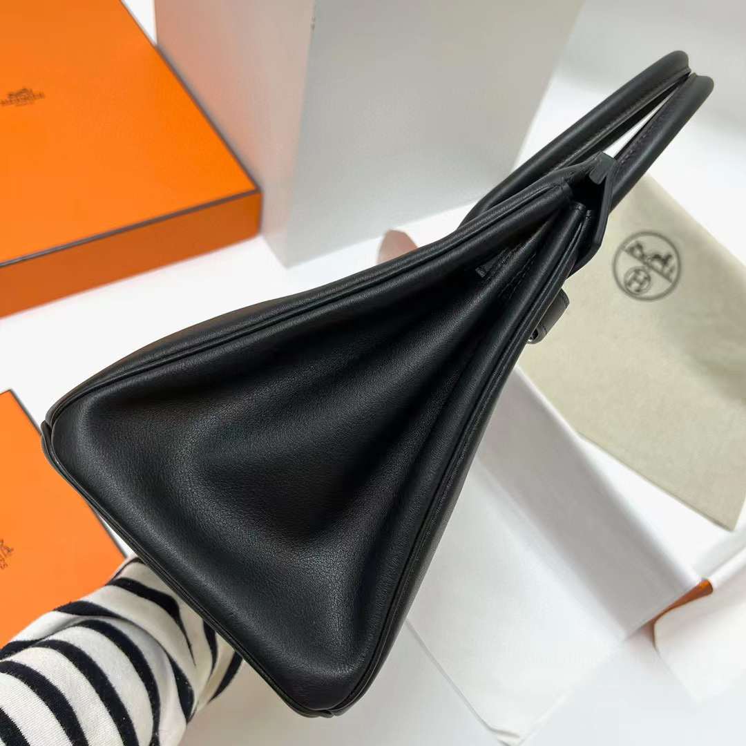 Hermès（爱马仕）Birkin 铂金包 Swift皮 Ck89 黑色 银扣 30cm 全手工蜡线缝制 Phw