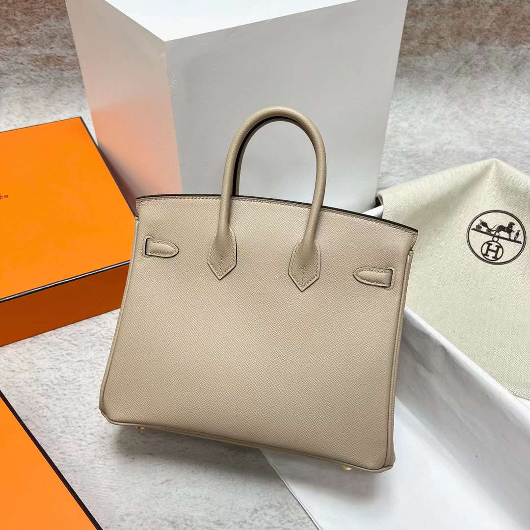 Hermès（爱马仕）Birkin 铂金包 Epsom S2 风衣灰 金扣 25cm 全手工蜡线缝制 Ghw