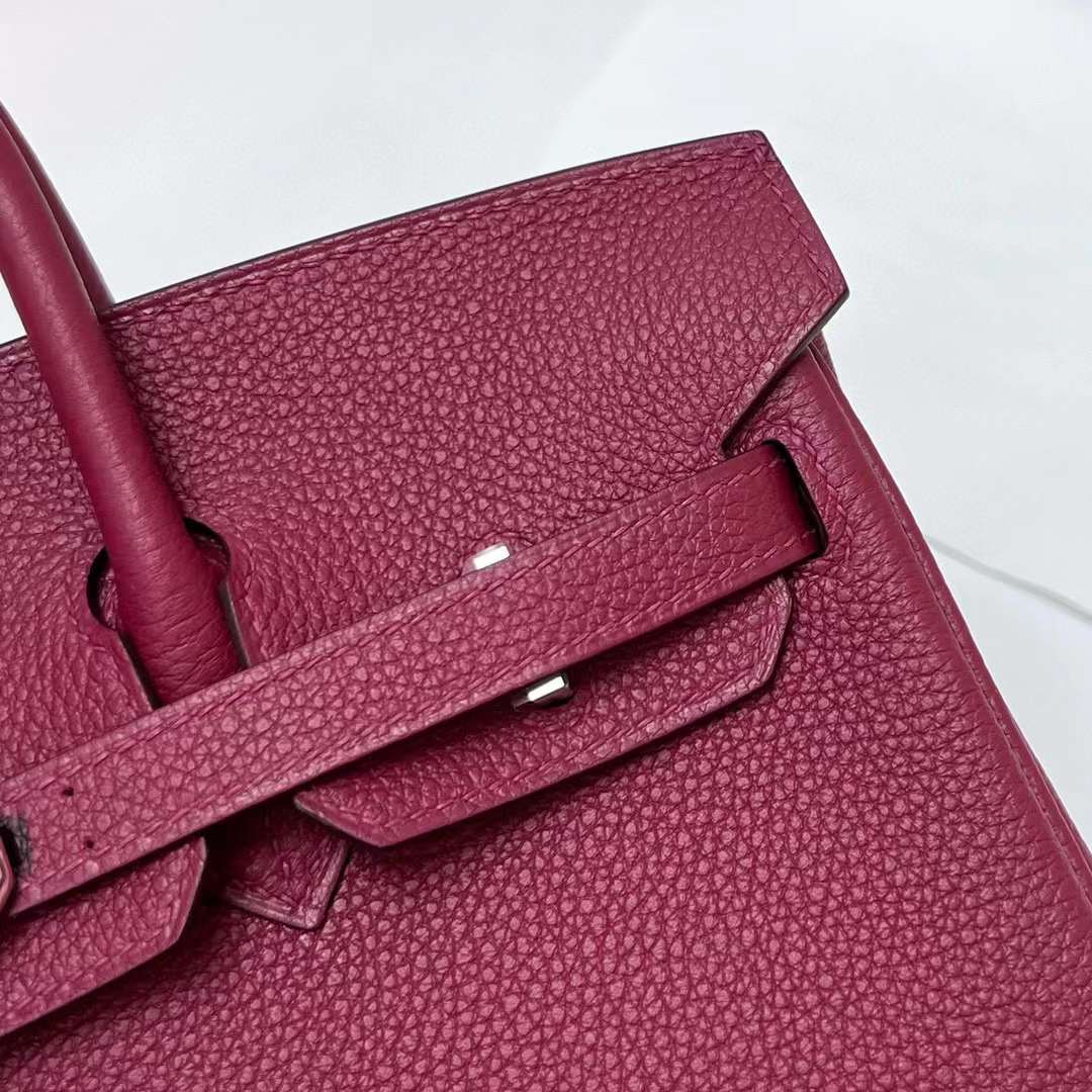 Hermès（爱马仕）Birkin 铂金包 Togo皮 K1 石榴红 银扣 25cm 全手工蜡线缝制 Phw