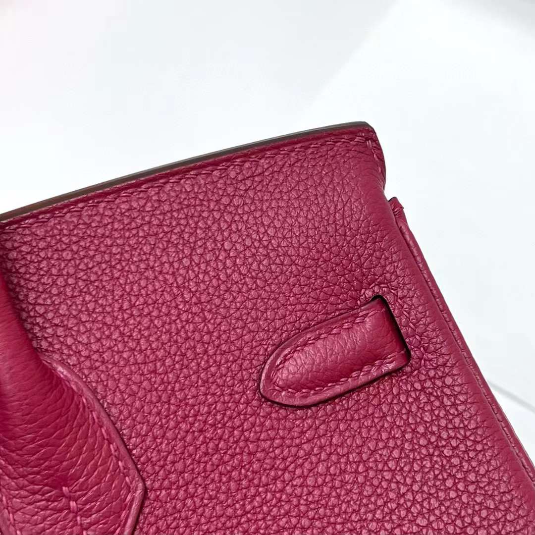 Hermès（爱马仕）Birkin 铂金包 Togo皮 K1 石榴红 银扣 25cm 全手工蜡线缝制 Phw