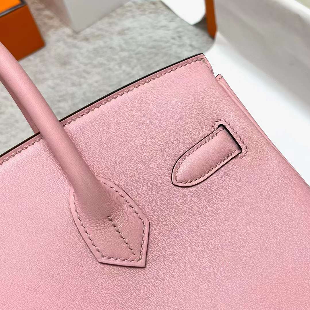 Hermès（爱马仕）Birkin 铂金包 Swift 3Q 新粉色 银扣 30cm 全手工蜡线缝制 Phw