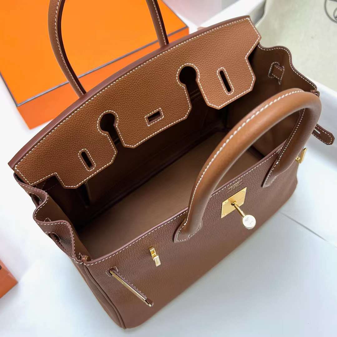 Hermès（爱马仕）Birkin 铂金包 Togo皮 Ck37 金棕色 金扣 30cm 全手工蜡线缝制 Ghw