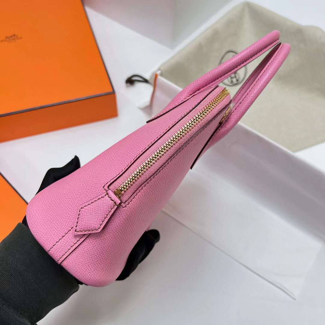 Hermès（爱马仕）Bolide 保龄球包 Epsom 5P 樱花粉 金扣 25cm 全手工蜡线缝制 Ghw