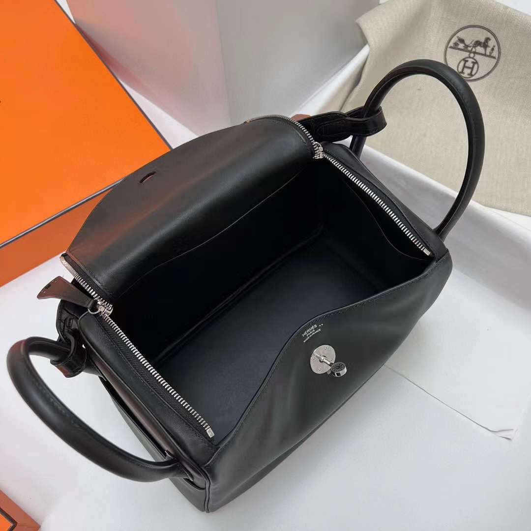 Hermès（爱马仕）Lindy 琳迪包 Touch Swift 拼 雾面尼罗鳄鱼 Ck89 黑色 银扣 30cm 全手工蜡线缝制 Phw