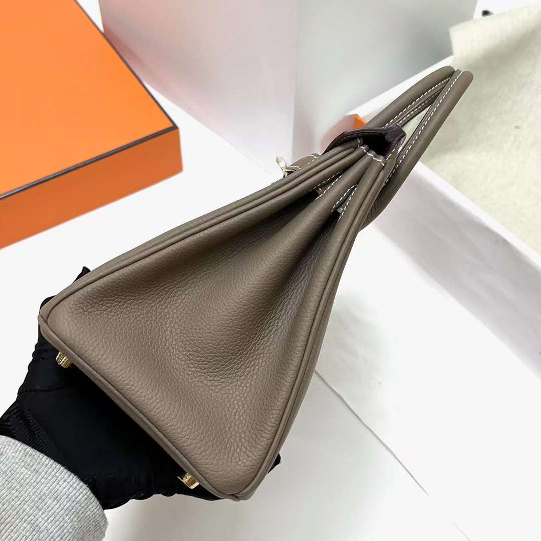 Hermès（爱马仕）Birkin 铂金包 Togo皮 Ck18 大象灰 金扣 25cm 全手工蜡线缝制 Ghw