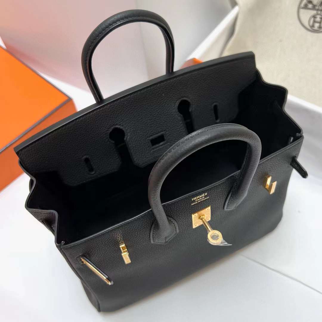 Hermès（爱马仕）Birkin 铂金包 Togo皮 Ck89 黑色 金扣 25cm 全手工蜡线缝制 Ghw