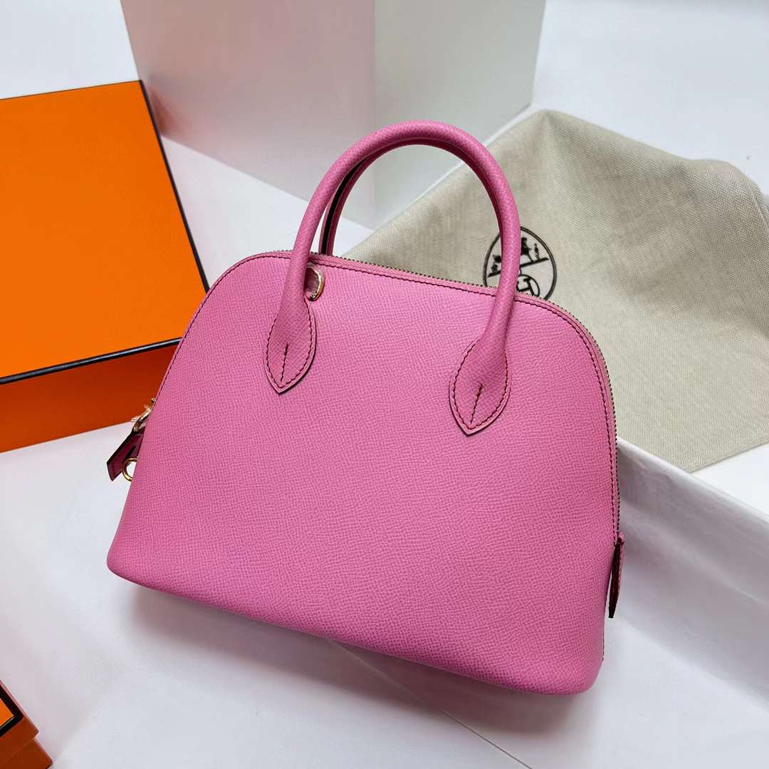 Hermès（爱马仕）Bolide 保龄球包 Epsom 5P 樱花粉 金扣 25cm 全手工蜡线缝制 Ghw