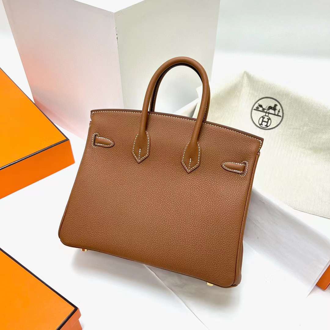 Hermès（爱马仕）Birkin 铂金包 Togo皮 Ck37 金棕色 金扣 25cm 全手工蜡线缝制 Ghw