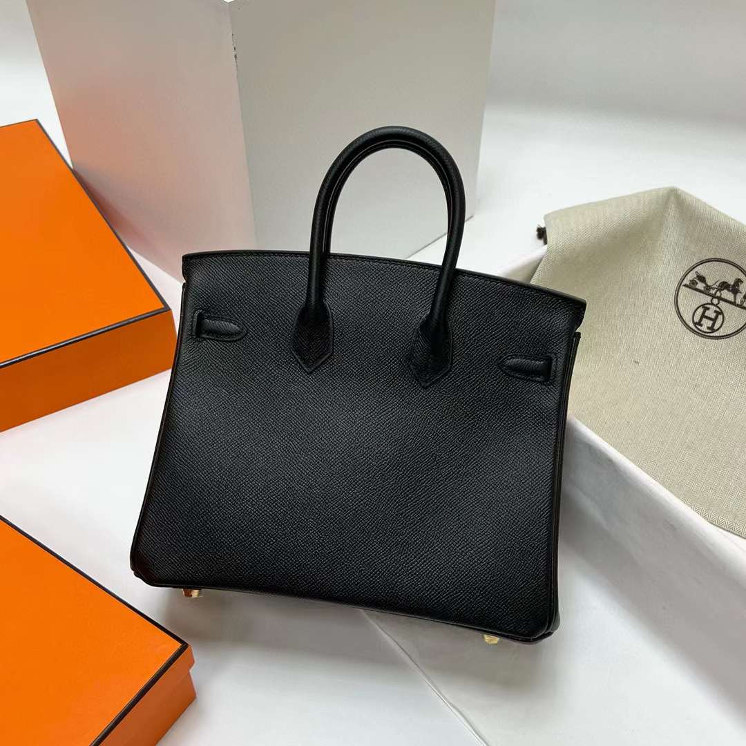 Hermès（爱马仕）Birkin 铂金包 Epsom Ck89 黑色 金扣 25cm 全手工蜡线缝制 Ghw