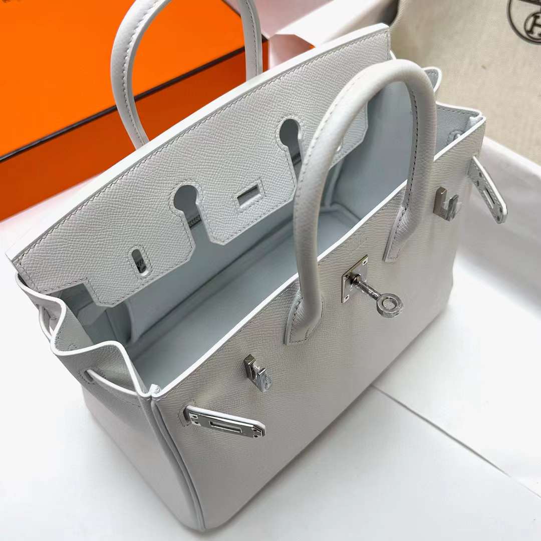 Hermès（爱马仕）Birkin 铂金包 Epsom 01 纯白 银扣 25cm 全手工蜡线缝制 Phw