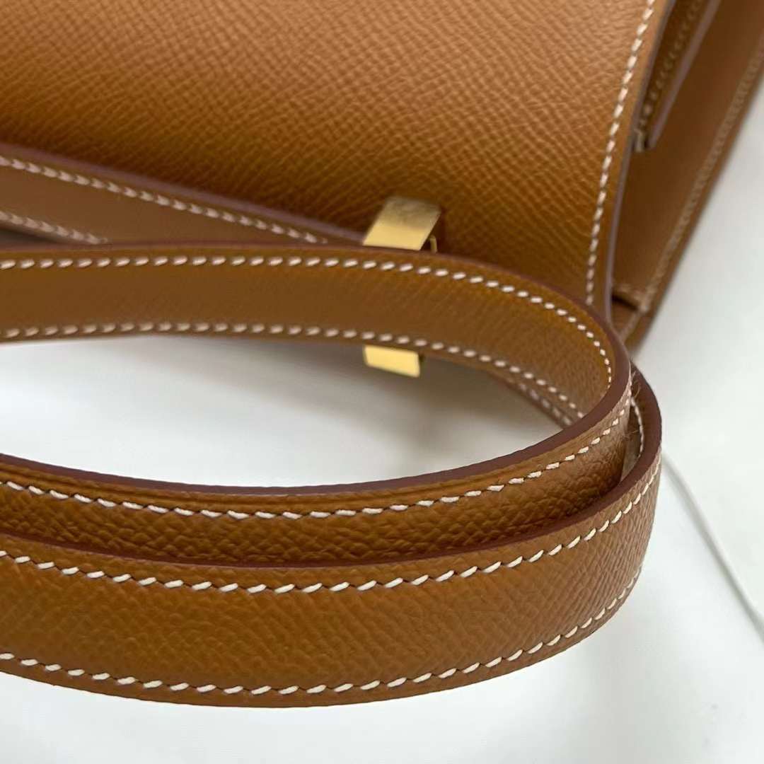 Hermès（爱马仕）Constance 康斯坦斯 Epsom Ck37 金棕色 金扣 24cm 全手工蜡线缝制 Ghw