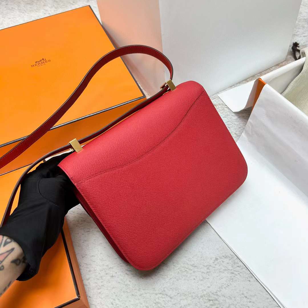 Hermès（爱马仕）Constance 康斯坦斯 24-1 镜子款 Epsom Q5 国旗红 金扣 24cm 全手工蜡线缝制 Ghw