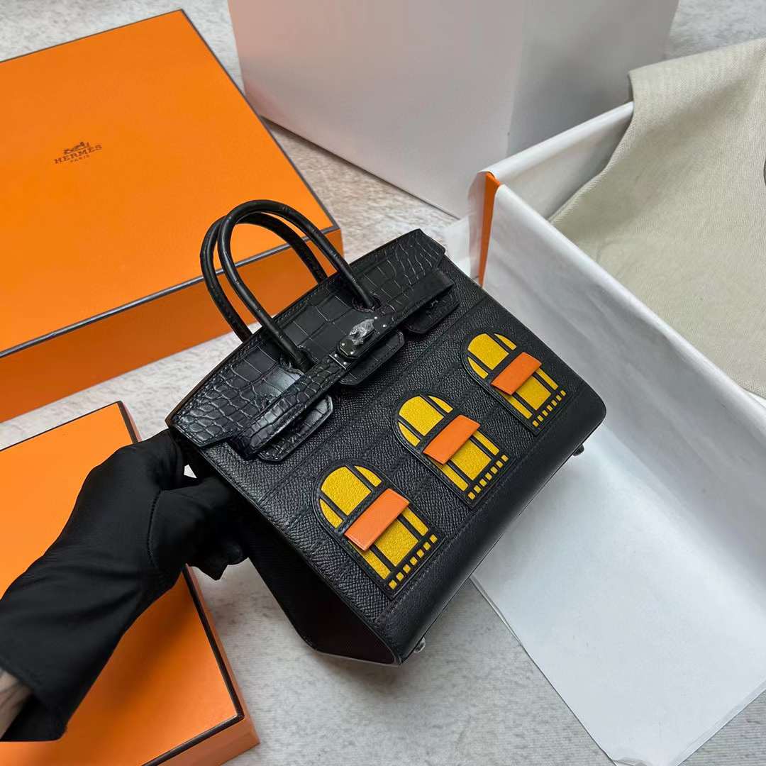 Hermès（爱马仕）Birkin 铂金包 限量版 小房子 So Black 黑色 黑扣 20cm 全手工蜡线缝制