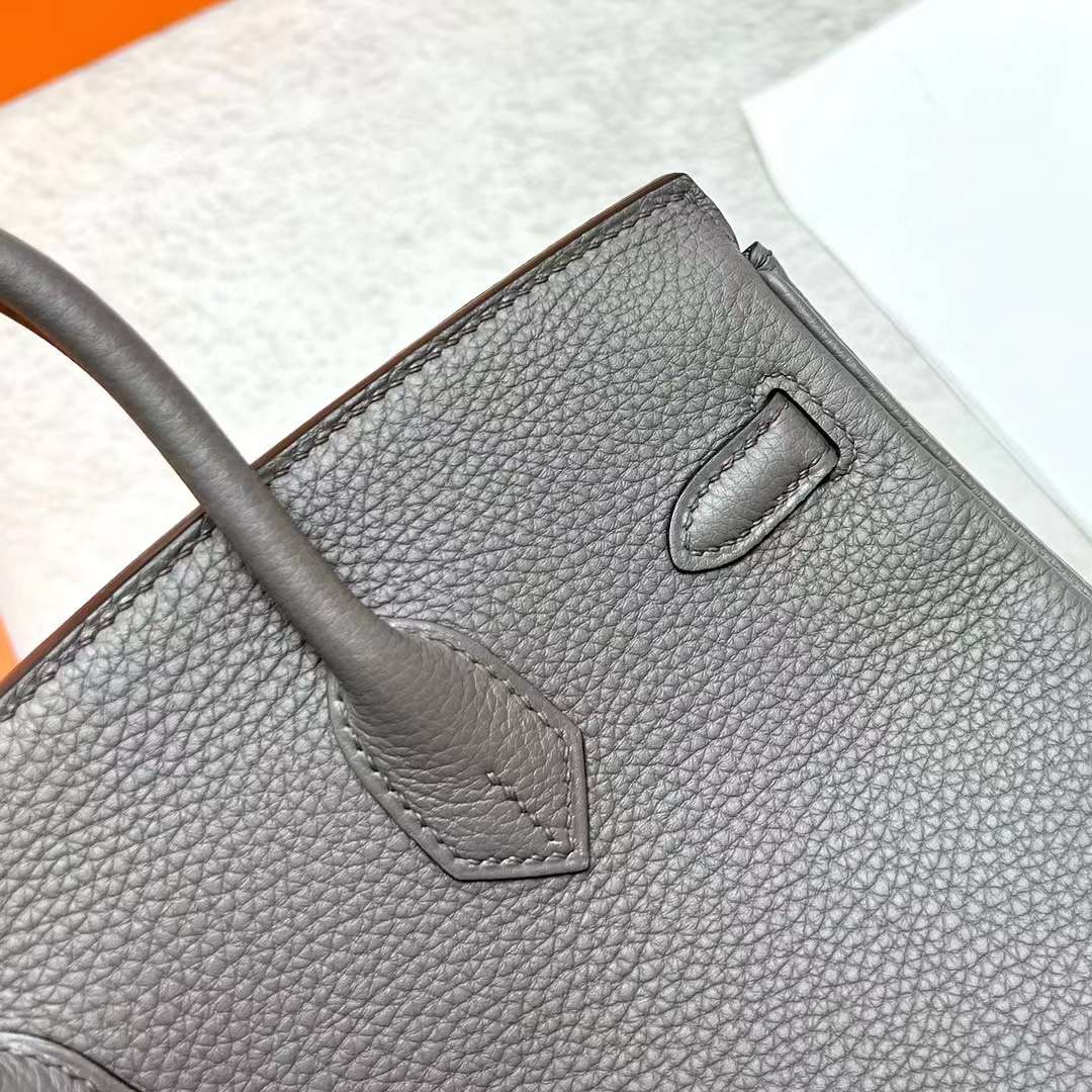 Hermès（爱马仕）Birkin 铂金包 Togo皮 8F 锡器灰 金扣 25cm 全手工蜡线缝制 Ghw