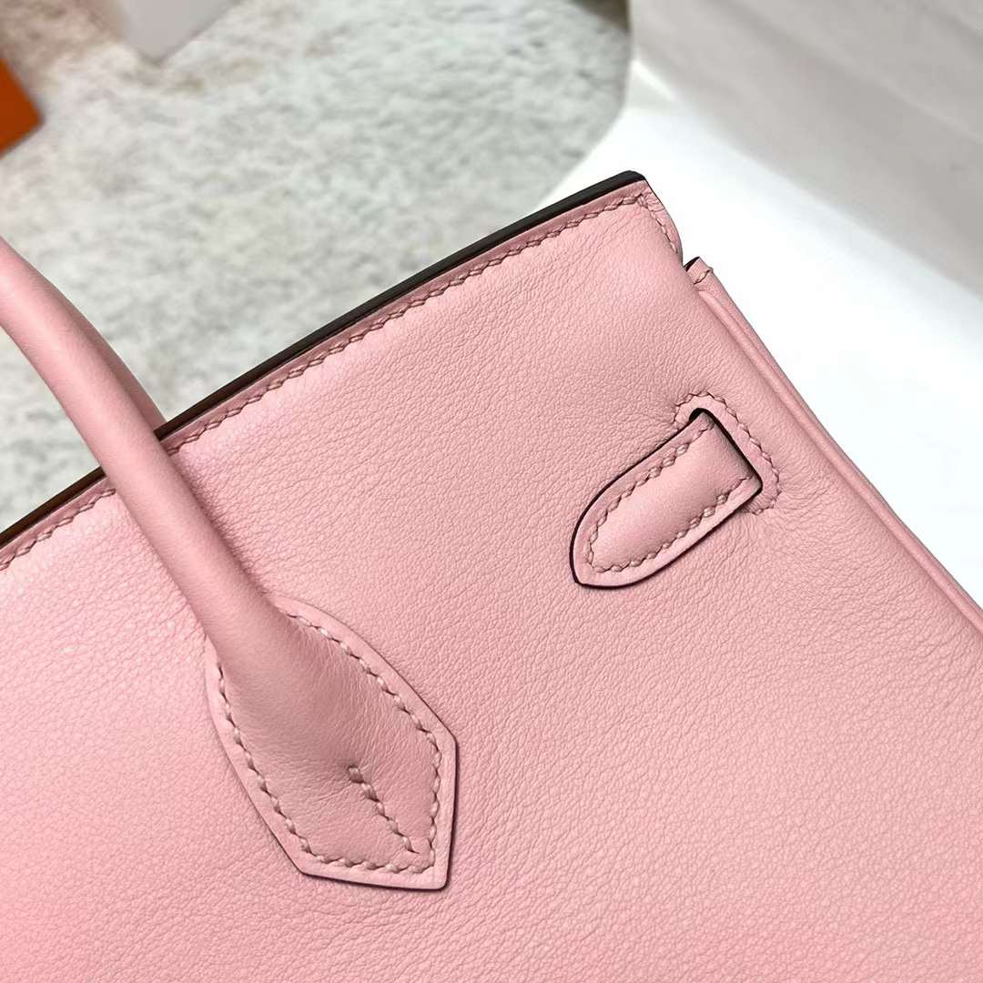 Hermès（爱马仕）Birkin 铂金包 Swift 3Q 新粉色 银扣 25cm 全手工蜡线缝制 Phw