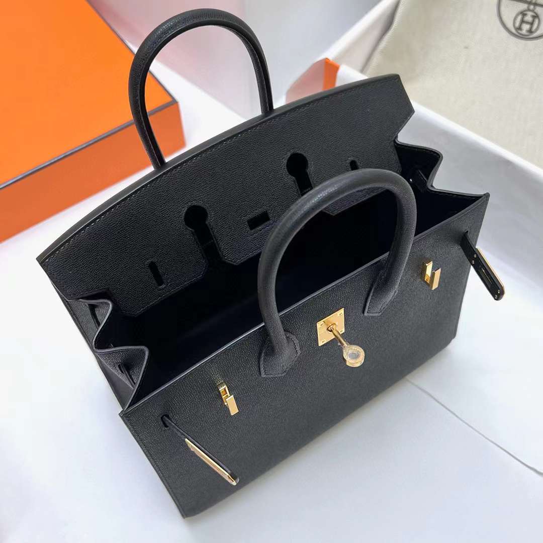 Hermès（爱马仕）Birkin 铂金包 Madame Sellier Ck89 黑色 金扣 25cm 全手工蜡线缝制 Ghw