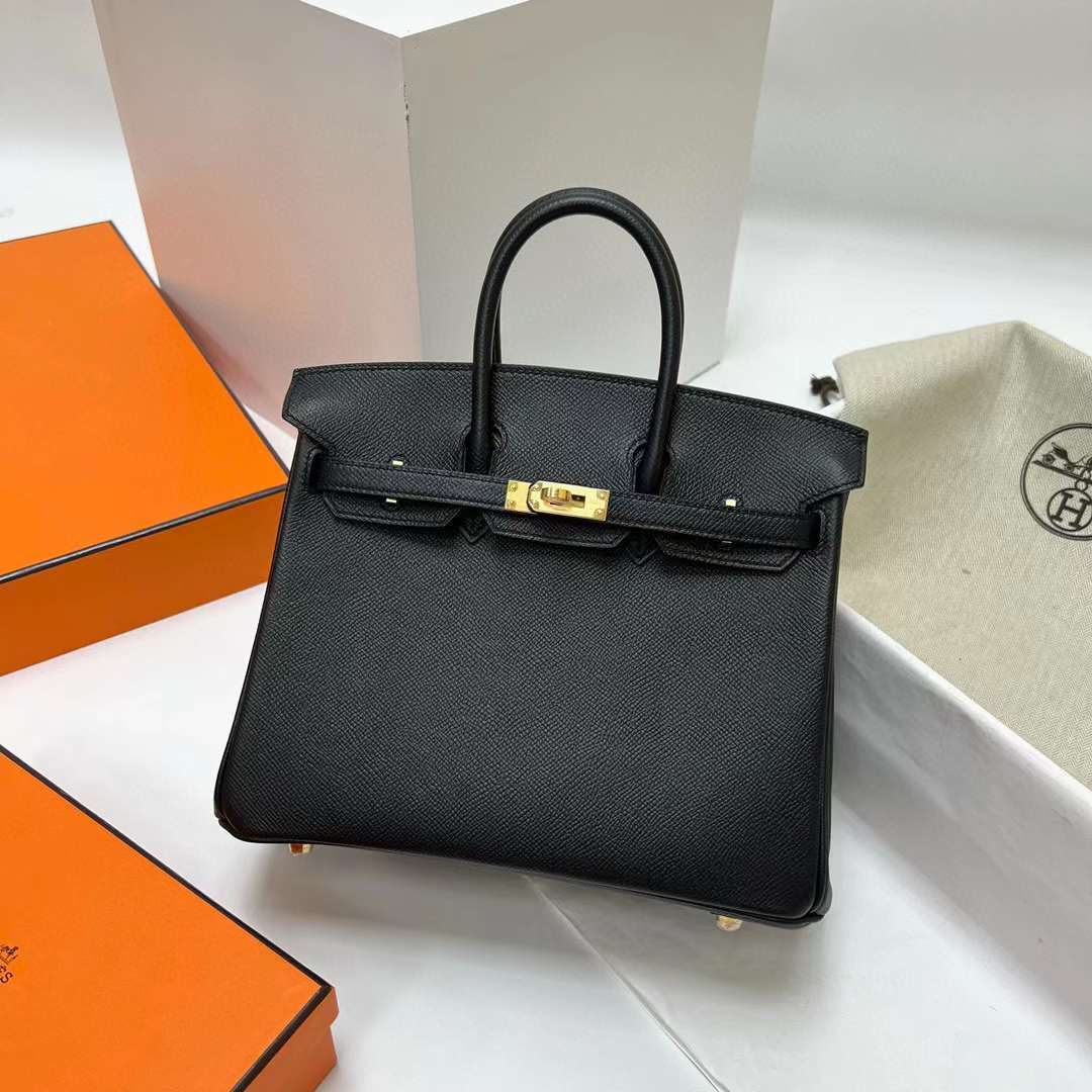 Hermès（爱马仕）Birkin 铂金包 Epsom Ck89 黑色 金扣 25cm 全手工蜡线缝制 Ghw