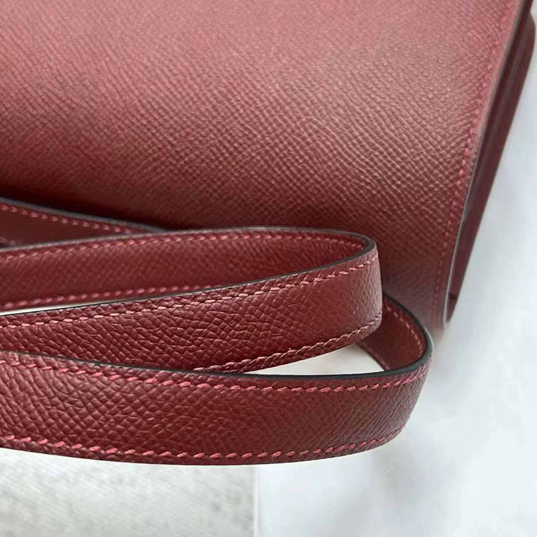 Hermès（爱马仕）Constance 康斯坦斯 Epsom Ck55 爱马仕红 金扣 24cm 全手工蜡线缝制 Ghw