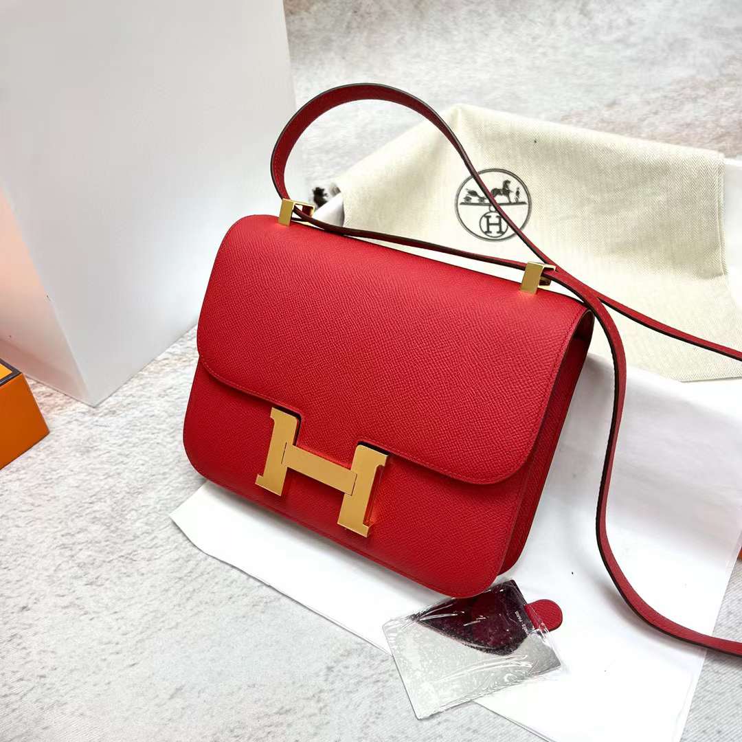 Hermès（爱马仕）Constance 康斯坦斯 24-1 镜子款 Epsom Q5 国旗红 金扣 24cm 全手工蜡线缝制 Ghw