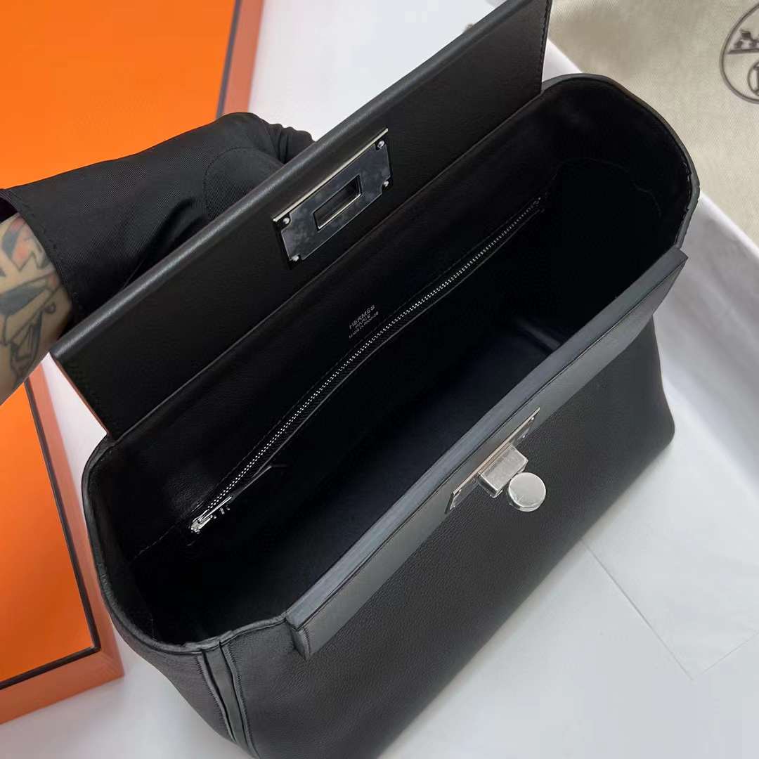 Hermès（爱马仕）Kelly 2424 Maurice 拼 Swift Ck89 黑色 银扣 29cm 全手工蜡线缝制 Phw