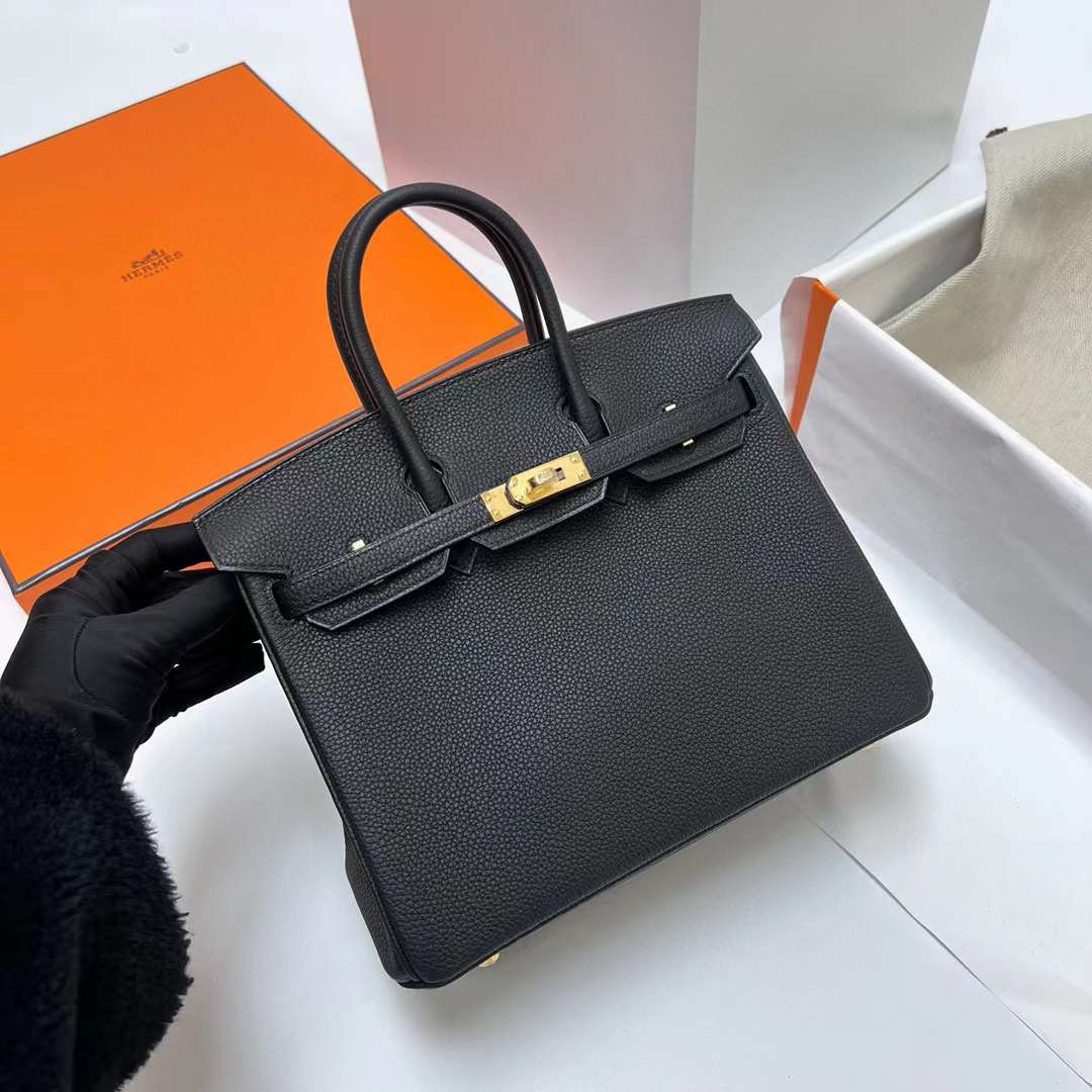 Hermès（爱马仕）Birkin 铂金包 Togo皮 Ck89 黑色 金扣 25cm 全手工蜡线缝制 Ghw