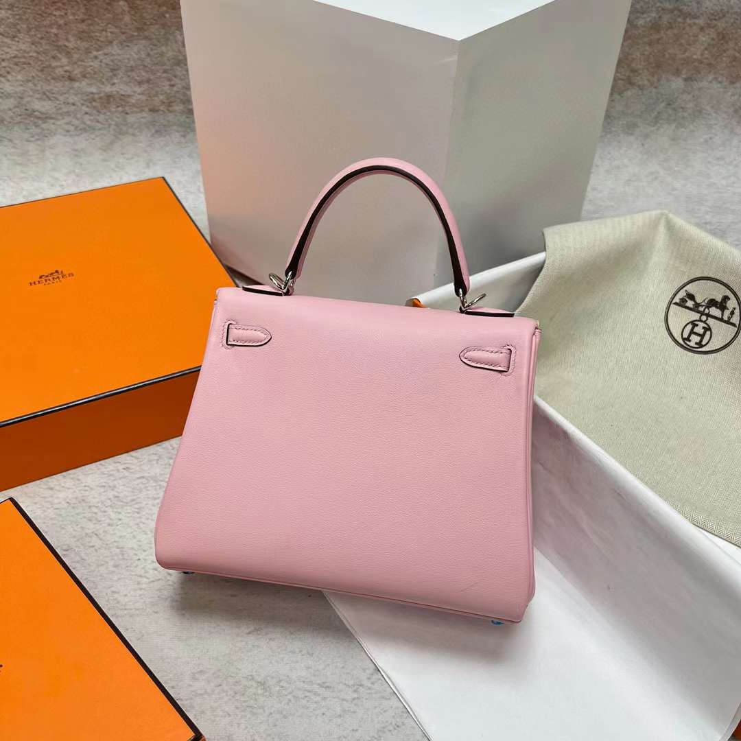 Hermès（爱马仕）Kelly Swift 3Q 新粉色 银扣 25cm 全手工蜡线缝制 Phw
