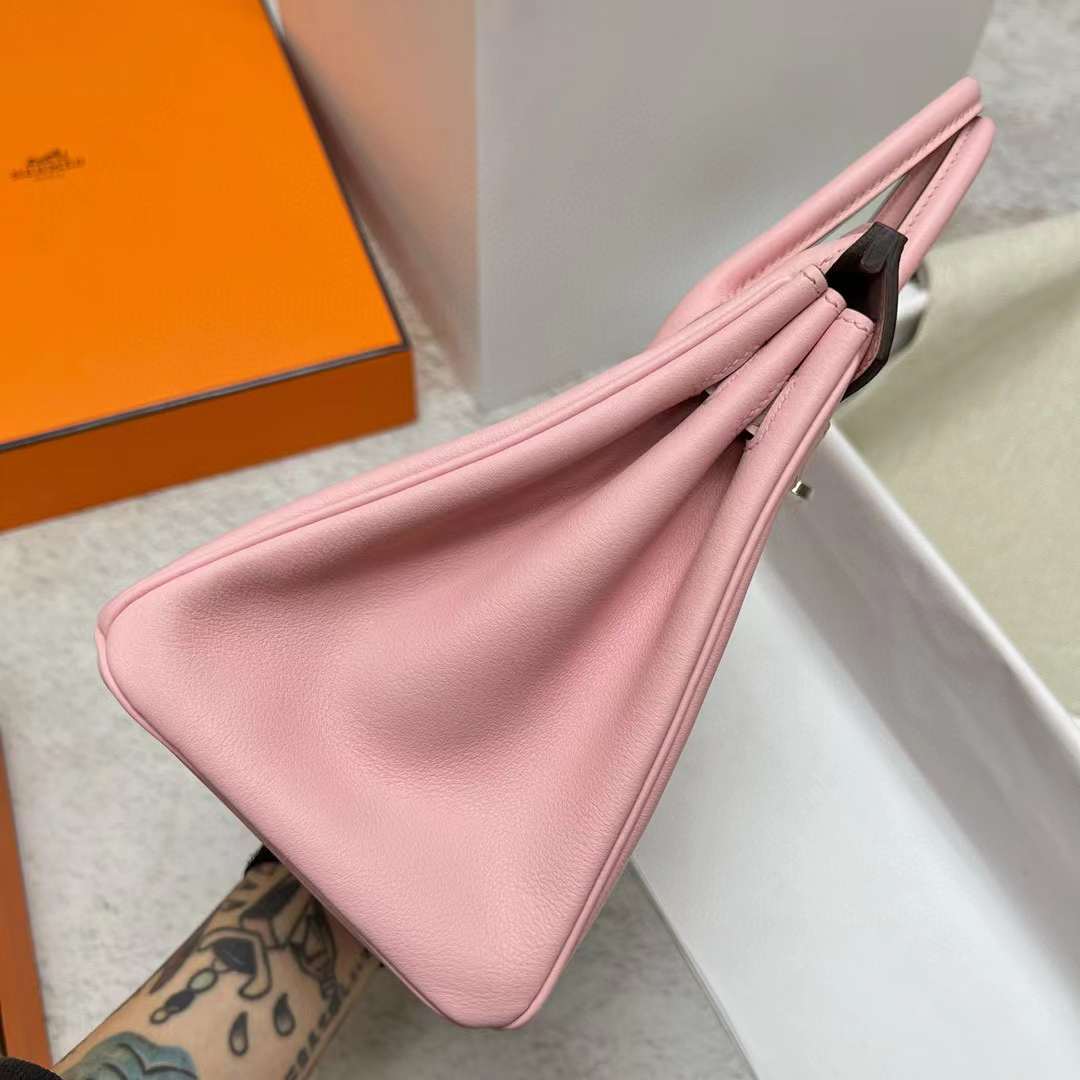 Hermès（爱马仕）Birkin 铂金包 Swift 3Q 新粉色 银扣 25cm 全手工蜡线缝制 Phw
