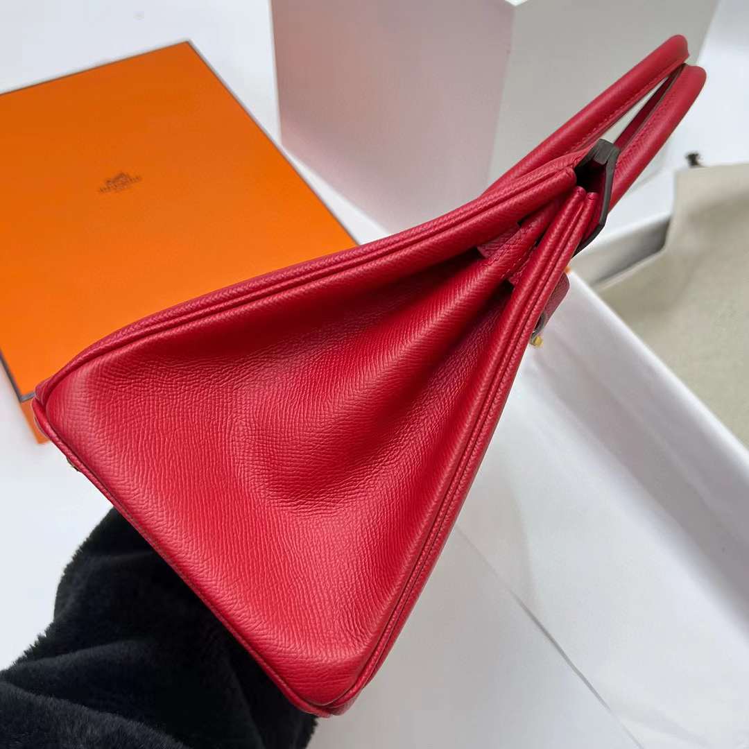 Hermès（爱马仕）Birkin 铂金包 Epsom Q5 国旗红 金扣 30cm 全手工蜡线缝制 Ghw