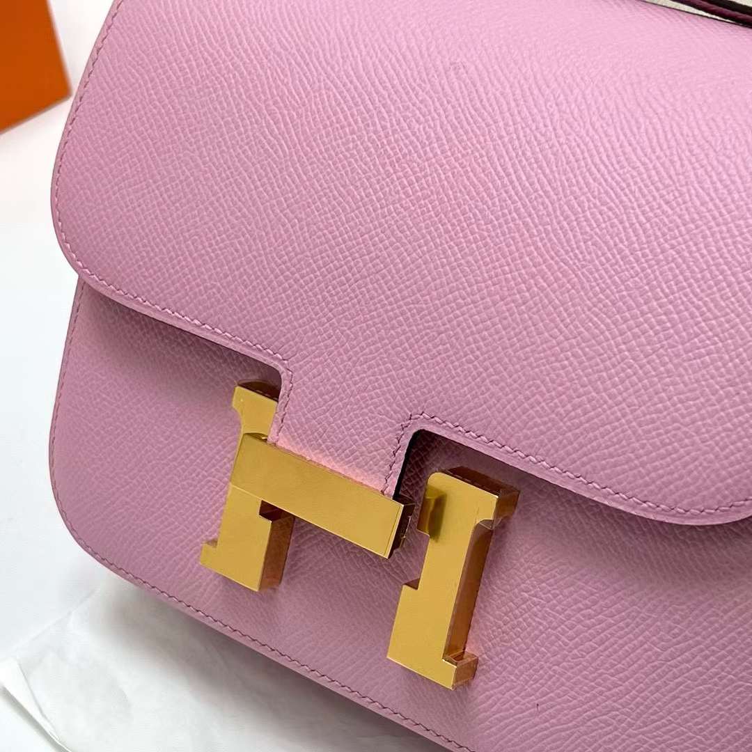 Hermès（爱马仕）Constance 空姐包 Epsom X9 锦葵紫 金扣 19cm 全手工蜡线缝制 Ghw