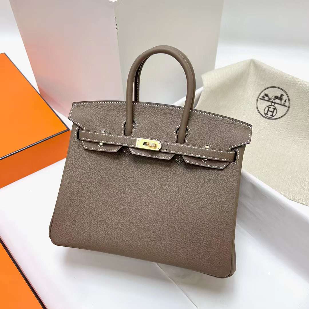 Hermès（爱马仕）Birkin 铂金包 Togo皮 Ck18 大象灰 金扣 25cm 全手工蜡线缝制 Ghw