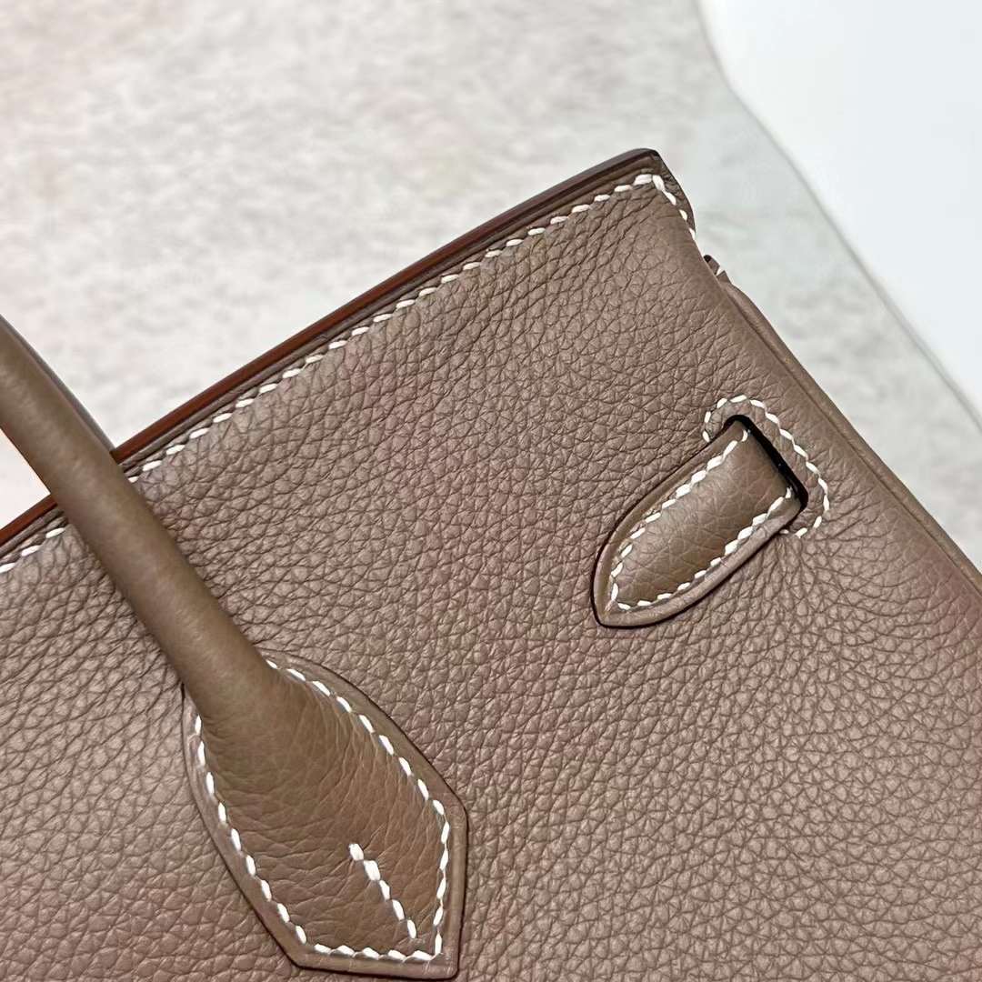 Hermès（爱马仕）Birkin 铂金包 Togo皮 原厂进口小牛皮 Ck18 大象灰 金扣 25cm 全手工蜡线缝制 Ghw