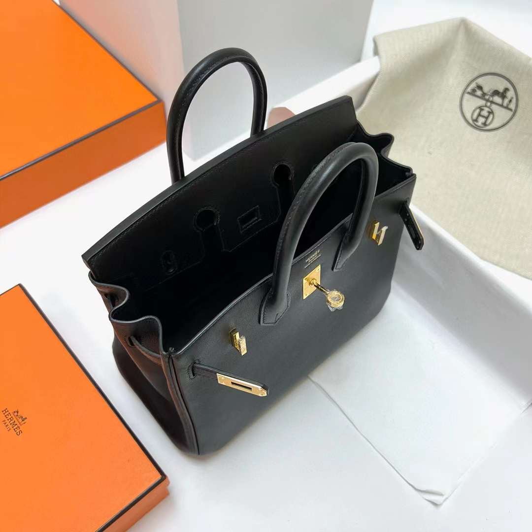 Hermès（爱马仕）Birkin 铂金包 Swift Ck89 黑色 金扣 25cm 全手工蜡线缝制 Ghw