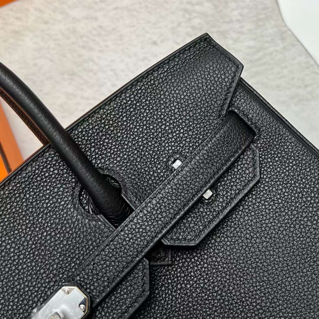 Hermès（爱马仕）Birkin 铂金包 Togo皮 Ck89 黑色 银扣 30cm 全手工蜡线缝制 Phw