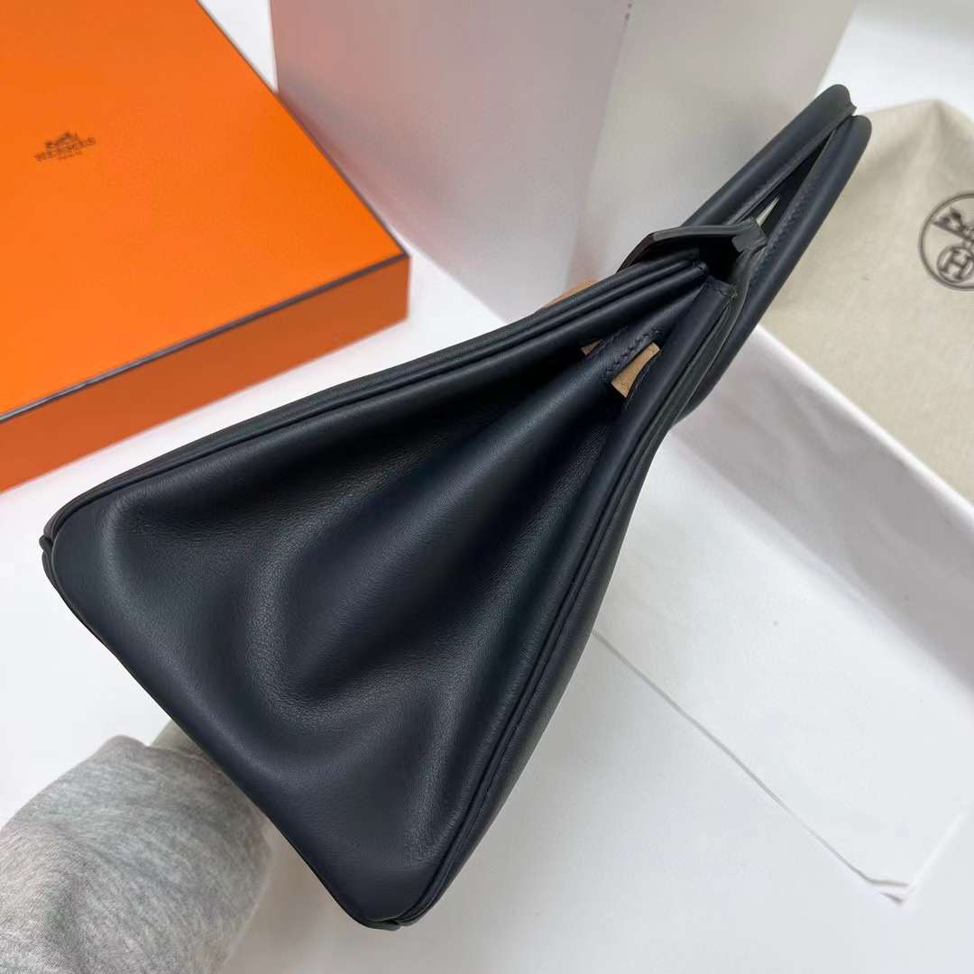 Hermès（爱马仕）Birkin 铂金包 Swift Colormatic 口袋包 2Z 午夜蓝 银扣 30cm 全手工蜡线缝制 Phw