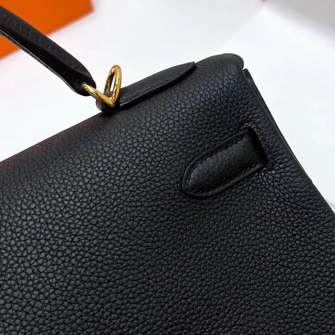 Hermès（爱马仕）Kelly Togo 御用原厂顶级小牛皮 Ck89 黑色 金扣 32cm 全手工蜡线缝制 Ghw
