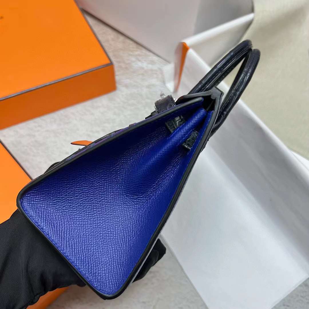 Hermès（爱马仕）Birkin 铂金包 限量版 蓝色小房子 银扣 20cm 全手工蜡线缝制 Phw