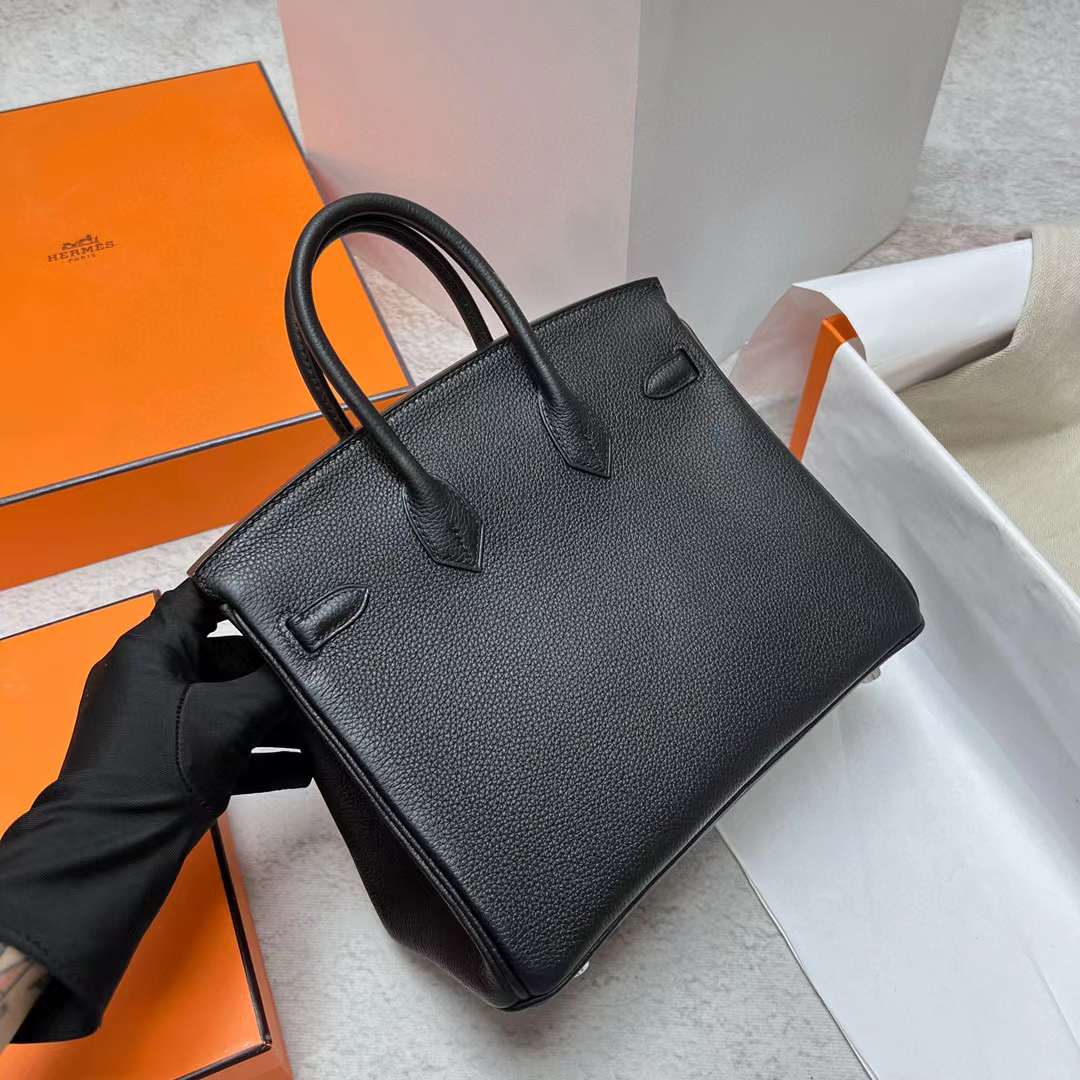 Hermès（爱马仕）Birkin 铂金包 Togo皮 原厂进口小牛皮 Ck89 黑色 银扣 25cm 全手工蜡线缝制 Phw
