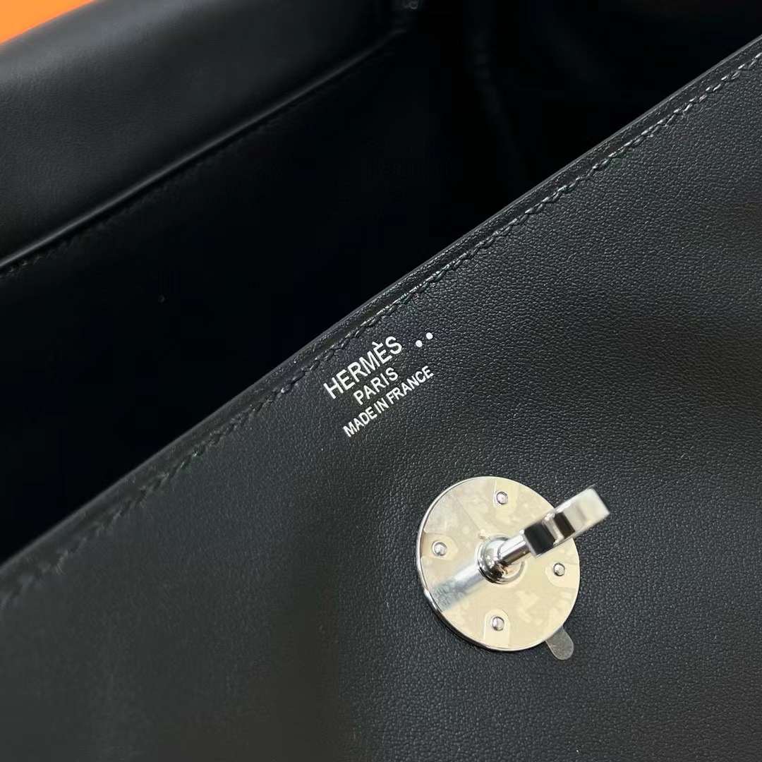 Hermès（爱马仕）Lindy 琳迪包 Touch Swift 拼 雾面尼罗鳄鱼 Ck89 黑色 银扣 30cm 全手工蜡线缝制 Phw